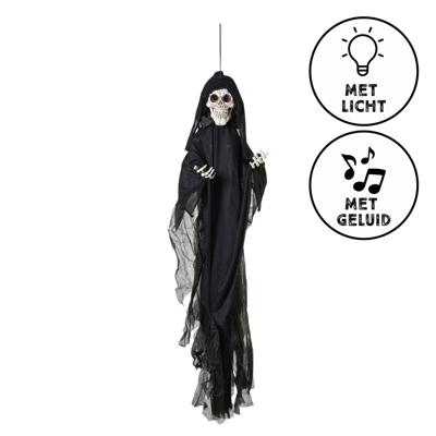 Halloween pop skelet met licht en geluid - wit - 120x70x15 cm