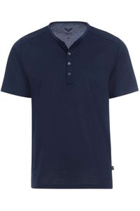 TRIGEMA Comfort Fit T-Shirt Henley kraag Marine, Effen