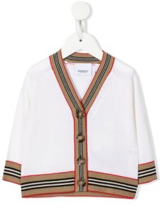 Burberry Kids cardigan Icon Stripe à bordures rayées - Blanc