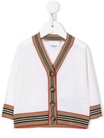 Burberry Kids cardigan Icon Stripe à bordures rayées - Blanc