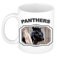 Dieren zwarte panter beker - panthers/ panters mok wit 300 ml