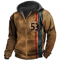 Voor heren Hoodie met volledige rits Jack Bruin Capuchon Grafische prints Vetoketju Afdrukken Sport Outdoor Dagelijks Sport 3D-afdrukken Streetwear Ontwerper Casual Lente Herfst Kleding Hoodies Lightinthebox - thumbnail