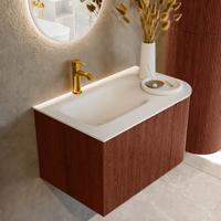 Badmeubel Mondiaz Kurve | 75 cm cm | Meubelkleur Ruby | Wastafelkleur Talc | Solid surface | Wasbak links zijde spoelbak | 1 kraangat