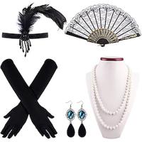 Vintage Jaren 1920 Gatsby Jaren '20 flapper hoofdband Accessoireset Ketting Oorbel Charleston Dames Veer Modieus Maskerade Festival 1 Ventilator Lightinthebox - thumbnail