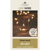 Draadverlichting lichtsnoer - 40 led lampjes - koper draad - warm wit licht - 200 cm