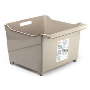 Opslag/opberg trolley container - beige - op wieltjes - L39 x B38 x H26 cm - kunststof