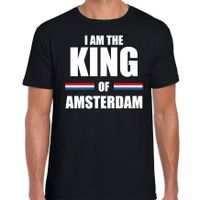 Koningsdag t-shirt I am the King of Amsterdam zwart voor heren