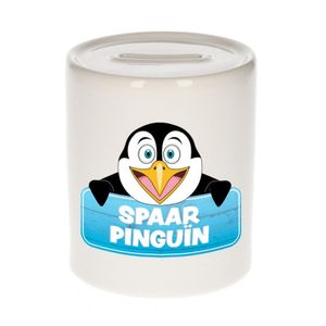 Kinder spaarpot met pinguins print 9 cm   -