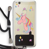 Roze eenhoorn: Huawei Ascend P10 Lite Transparant Hoesje met koord