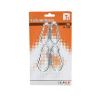 Karabijnhaken - 4x stuks - 6 en 8 cm - karabijnhaak - snaphooks/ carabiners