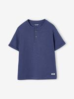 Basic jongensshirt met Tunesische halslijn leiblauw