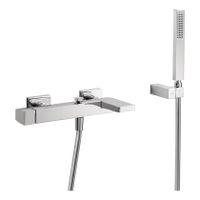 Badkraan Tres Slim | Opbouw | Mengkraan | Incl.Handdoucheset | 2-weg | hoh 15 cm | 1-knop | Vierkant | Chroom