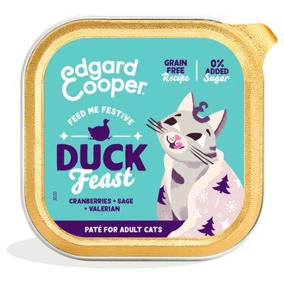 Edgard & Cooper Feestelijke Eend Paté Kerstdiner - kat 16 x 85 gram