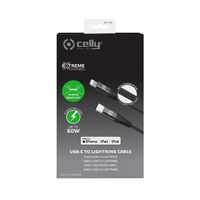 Celly - Extreme Kabel USB-Lightning USB-C 1 meter - Nylon - Zwart - thumbnail