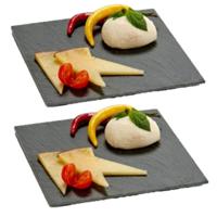 Serveerplank - 3x stuks - Leisteen - 20 x 20 cm - keuken - presenteerbord - keuken