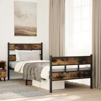 Bedframe zonder matras metaal gerookt eikenkleurig 107x203 cm