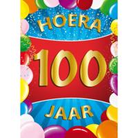 Verjaardag deurposter - 100 jaar - multi - 59 x 84 cm - leeftijd feestartikelen