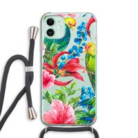 Papegaaien: iPhone 11 Transparant Hoesje met koord