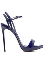 Le Silla sandales Gwen 120 mm en cuir verni - Bleu - thumbnail