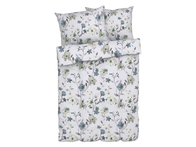 LIVARNO home Dekbedovertrek 200 x 200 cm (Bloemen/wit/blauw)