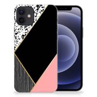 iPhone 12 | 12 Pro (6.1") | TPU Hoesje | Zwart Roze Vormen