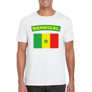 T-shirt met Senegalese vlag wit heren 2XL  -