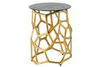 Side table LIQUID GEOMETRIE 50cm tempered zwart glass goud - 44857