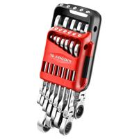 Facom Scharnierende Anti-Slip Ringsteeksleutelset met ratel in houder 12-delig - 467BF.JP12PB