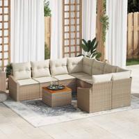 Tuinbankenset met kussen 9 pcs Beige poly rattan