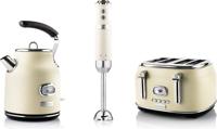 Westinghouse Retro waterkoker + broodrooster 4 sleuven + staafmixer - wit