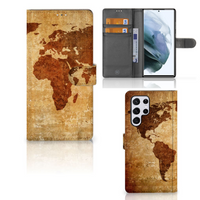 Samsung Galaxy S22 Ultra Flip Cover Wereldkaart