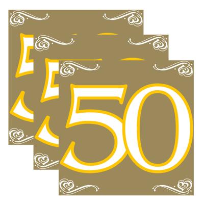 Folat 50 jaar feest tafel servetten - 60x stuks - verjaardag/jubileum - 33 x 33 cm - versiering