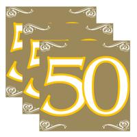 Folat 50 jaar feest tafel servetten - 60x stuks - verjaardag/jubileum - 33 x 33 cm - versiering