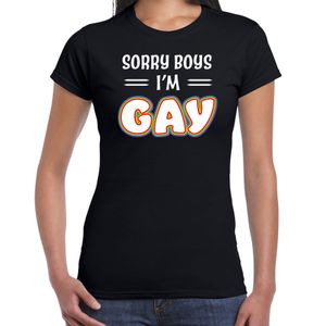 Gay Pride t-shirt met tekst - dames - zwart - Sorry boys - LHBTI