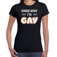 Gay Pride t-shirt met tekst - dames - zwart - Sorry boys - LHBTI - thumbnail