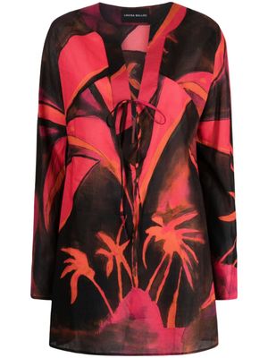 Louisa Ballou robe de plage en coton à fleurs - Rouge