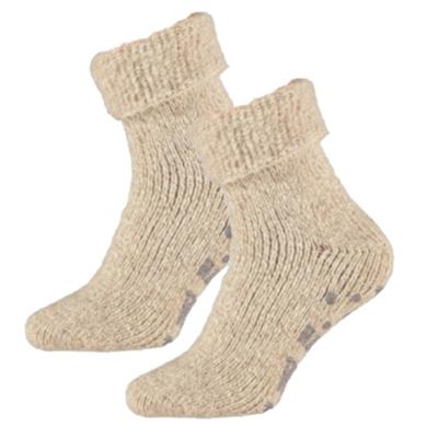 Wollen huissokken/slofsokken voor mannen - beige - anti slip sokken - cadeau