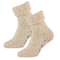 Wollen huissokken/slofsokken voor mannen - beige - anti slip sokken - cadeau