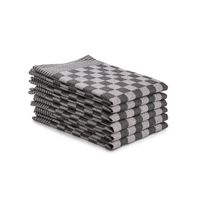 Luxe theedoeken set - 6 stuks - 50x70 - blokpatroon - geblokt - horeca ruit - zwart - thumbnail