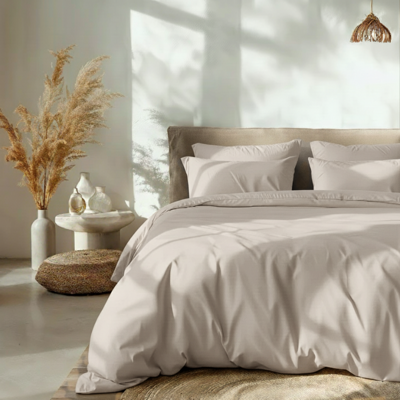 Sale: -40% | Dekbedovertrek Percale Katoen Uni Verkoelend - Zand Grijs - Lits-Jumeaux (240x220 Cm) - Taupe Percale Katoen Katoen - Effen - Dreamhouse - Dekbed-Discounter.nl