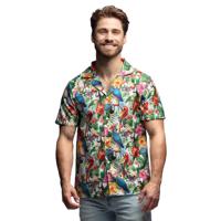 Tropische Blouse Papegaai Bloemen Korte Mouw