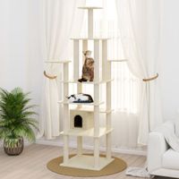 VidaXL Kattenkrabpaal met sisal krabpalen 183 cm crèmekleurig
