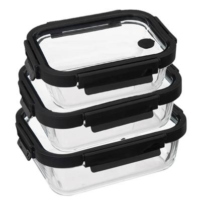 5Five Vershoudbakjes met deksel - glas - luchtdicht - met clips -3 stuks - 500-900-1300 ml 5Five Vershoudbakjes met deksel - glas - luchtdicht - met clips -3 stuks - 500-900-1300 ml