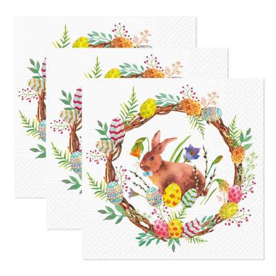 Feest servetten pasen thema - konijn - 60x - papier - 3-laags - 24 x 24 cm