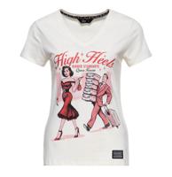 Queen Kerosin High Heels V-neck T-shirt Off White-2XL