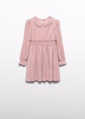 Abel & Lula winter jurk meisjes - roze - gebreid - geplooid