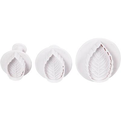 Creativ Company Uitsteekvormen met stempel, blad, d 3,4+4,4+4,9 cm, wit, 3 stuk/ 1 doos