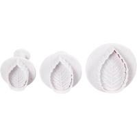 Creativ Company Uitsteekvormen met stempel, blad, d 3,4+4,4+4,9 cm, wit, 3 stuk/ 1 doos