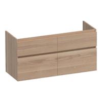 Brauer Delight - Onderkast - 120 cm - met 4 Softclose Lades Greeploos en 2 Sifon Uitsparingen - Lamellen Eiken Naturel