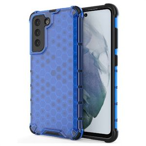 Honeycomb Armored Samsung Galaxy S21 FE 5G Hybrid Case - Blauw